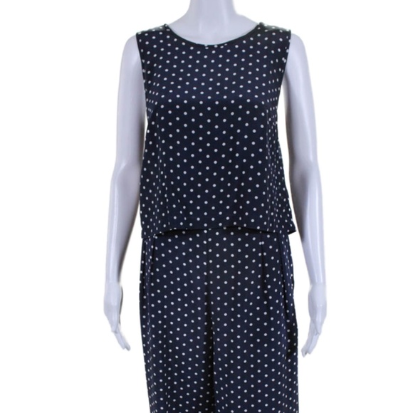 J. Crew Silk Polka Dot Overlay Wide Leg Jumpsuit Size 8 - Picture 1 of 6